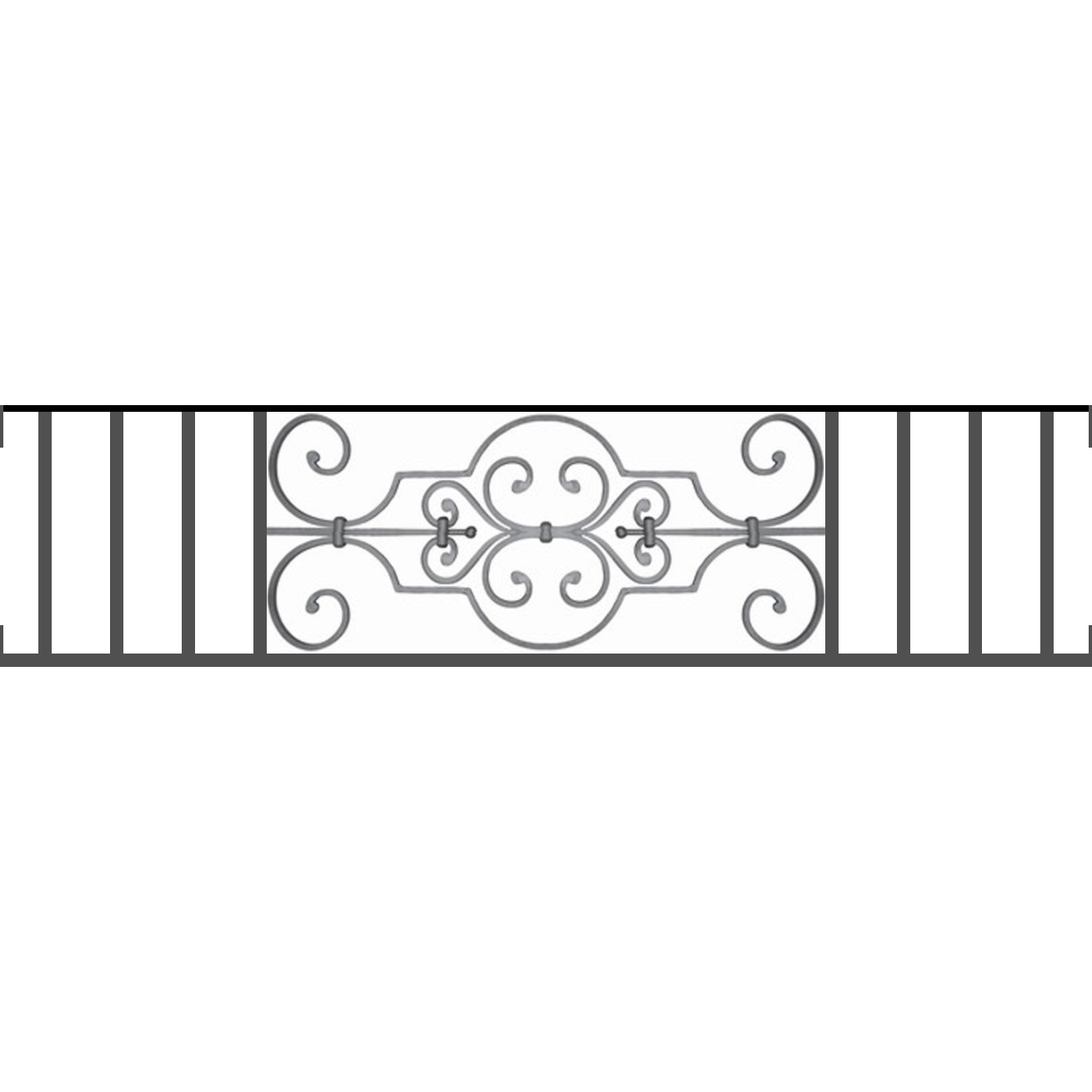 Appui de fenêtre type AF004 à visser dans votre tableau de fenêtre. Longueur finie de 1310mm et Hauteur finie de 314mm. Convient pour les tableaux de fenêtre de 1310mm. Main courante laminée de 1310mm de long en fer forgé sur le dessus. Motif au centre de 670mm de long par 290mm de haut. Le reste de la structure est en tube acier carré de 16mm de section.