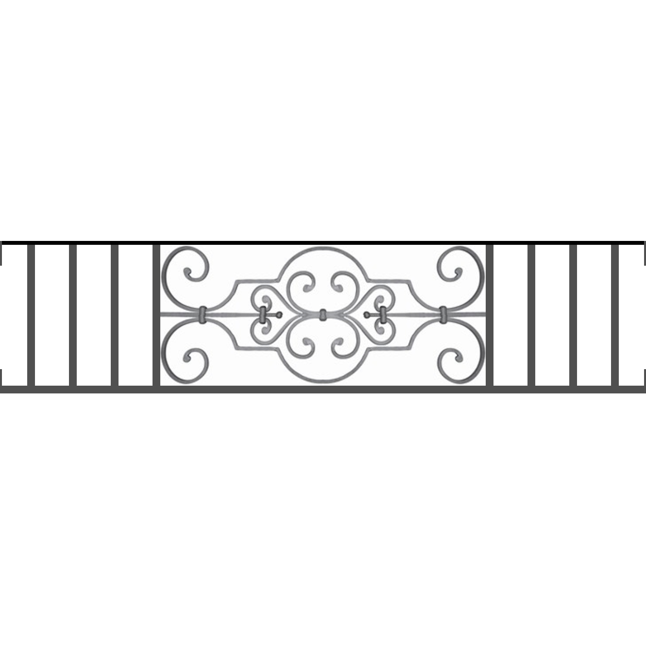 Appui de fenêtre type AF004 à visser dans votre tableau de fenêtre. Longueur finie de 1330mm et Hauteur finie de 314mm. Convient pour les tableaux de fenêtre de 1330mm. Main courante laminée de 1330mm de long en fer forgé sur le dessus. Motif au centre de 670mm de long par 290mm de haut. Le reste de la structure est en tube acier carré de 16mm de section.