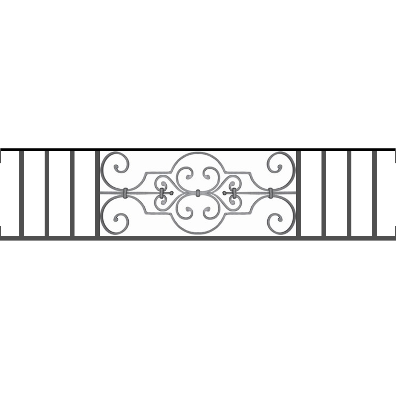 Appui de fenêtre type AF004 à visser dans votre tableau de fenêtre. Longueur finie de 1350mm et Hauteur finie de 314mm. Convient pour les tableaux de fenêtre de 1350mm. Main courante laminée de 1350mm de long en fer forgé sur le dessus. Motif au centre de 670mm de long par 290mm de haut. Le reste de la structure est en tube acier carré de 16mm de section.