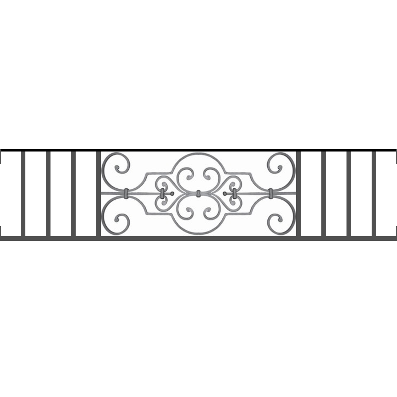 Appui de fenêtre type AF004 à visser dans votre tableau de fenêtre. Longueur finie de 1360mm et Hauteur finie de 314mm. Convient pour les tableaux de fenêtre de 1360mm. Main courante laminée de 1360mm de long en fer forgé sur le dessus. Motif au centre de 670mm de long par 290mm de haut. Le reste de la structure est en tube acier carré de 16mm de section.