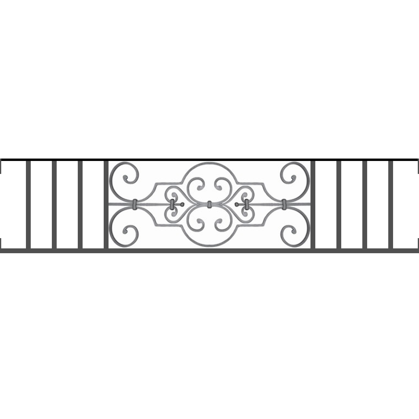 Appui de fenêtre type AF004 à visser dans votre tableau de fenêtre. Longueur finie de 1390mm et Hauteur finie de 314mm. Convient pour les tableaux de fenêtre de 1390mm. Main courante laminée de 1390mm de long en fer forgé sur le dessus. Motif au centre de 670mm de long par 290mm de haut. Le reste de la structure est en tube acier carré de 16mm de section.