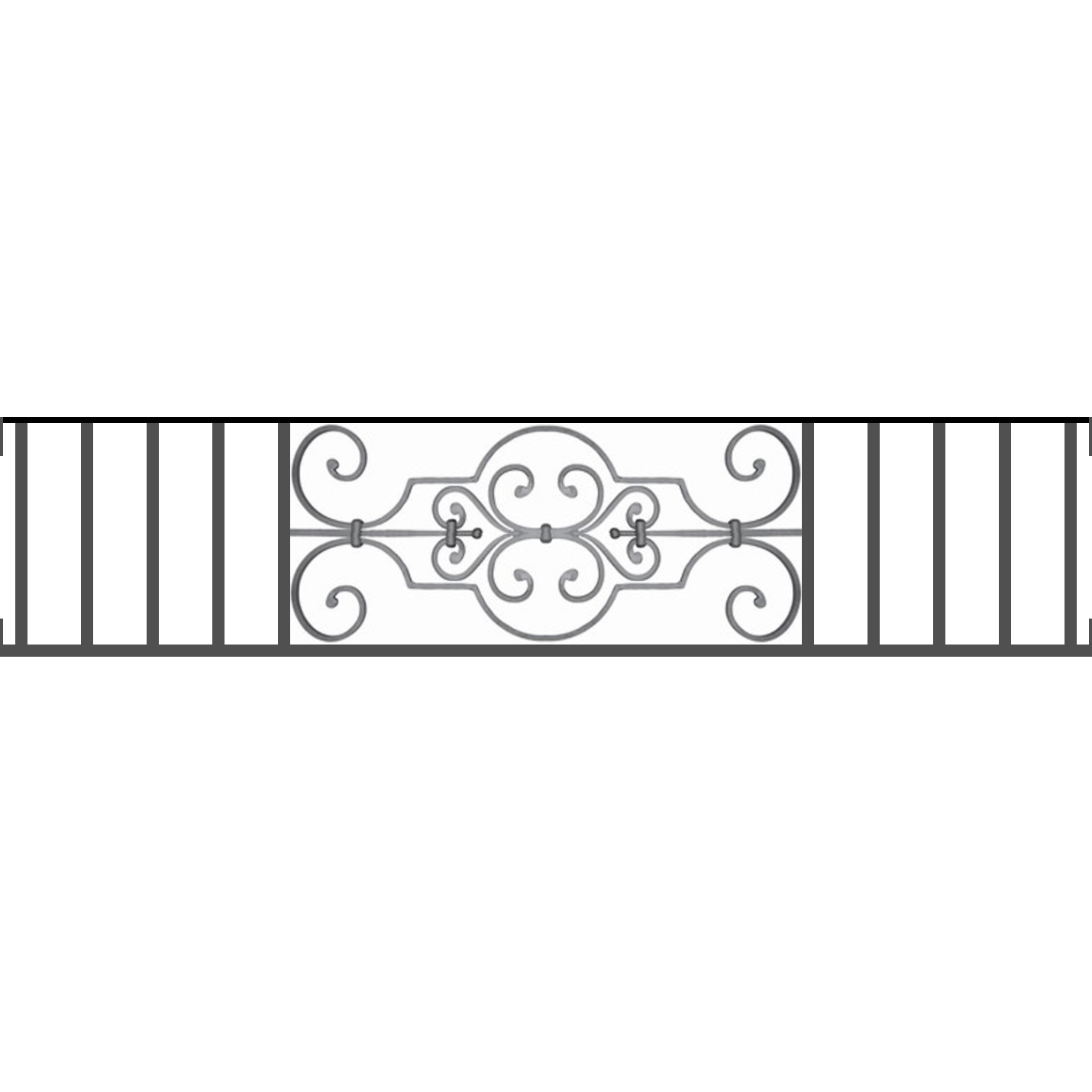 Appui de fenêtre type AF004 à visser dans votre tableau de fenêtre. Longueur finie de 1430mm et Hauteur finie de 314mm. Convient pour les tableaux de fenêtre de 1430mm. Main courante laminée de 1430mm de long en fer forgé sur le dessus. Motif au centre de 670mm de long par 290mm de haut. Le reste de la structure est en tube acier carré de 16mm de section.