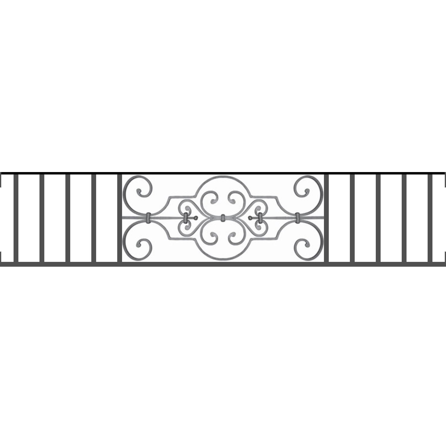 Appui de fenêtre type AF004 à visser dans votre tableau de fenêtre. Longueur finie de 1480mm et Hauteur finie de 314mm. Convient pour les tableaux de fenêtre de 1480mm. Main courante laminée de 1480mm de long en fer forgé sur le dessus. Motif au centre de 670mm de long par 290mm de haut. Le reste de la structure est en tube acier carré de 16mm de section.