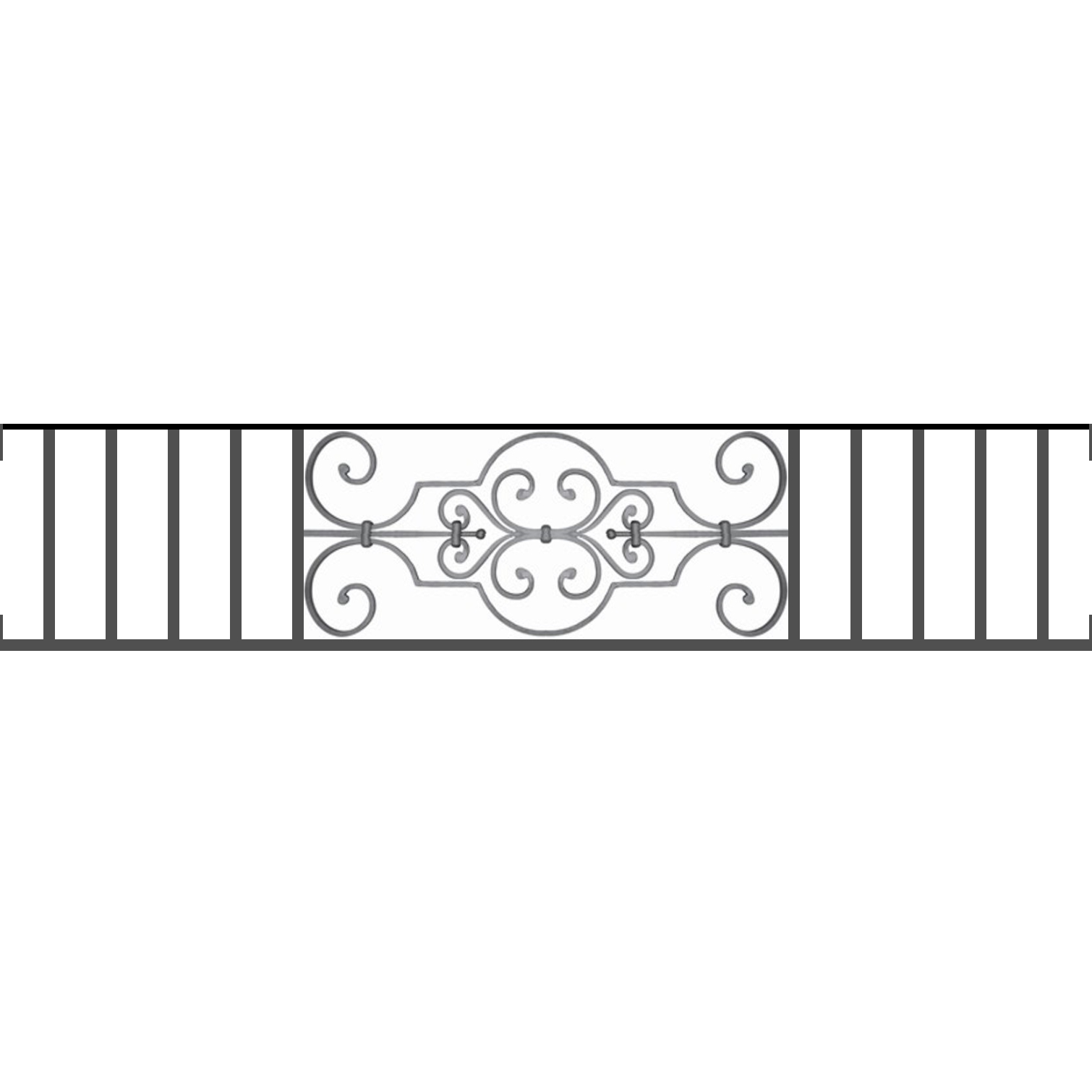 Appui de fenêtre type AF004 à visser dans votre tableau de fenêtre. Longueur finie de 1510mm et Hauteur finie de 314mm. Convient pour les tableaux de fenêtre de 1510mm. Main courante laminée de 1510mm de long en fer forgé sur le dessus. Motif au centre de 670mm de long par 290mm de haut. Le reste de la structure est en tube acier carré de 16mm de section.