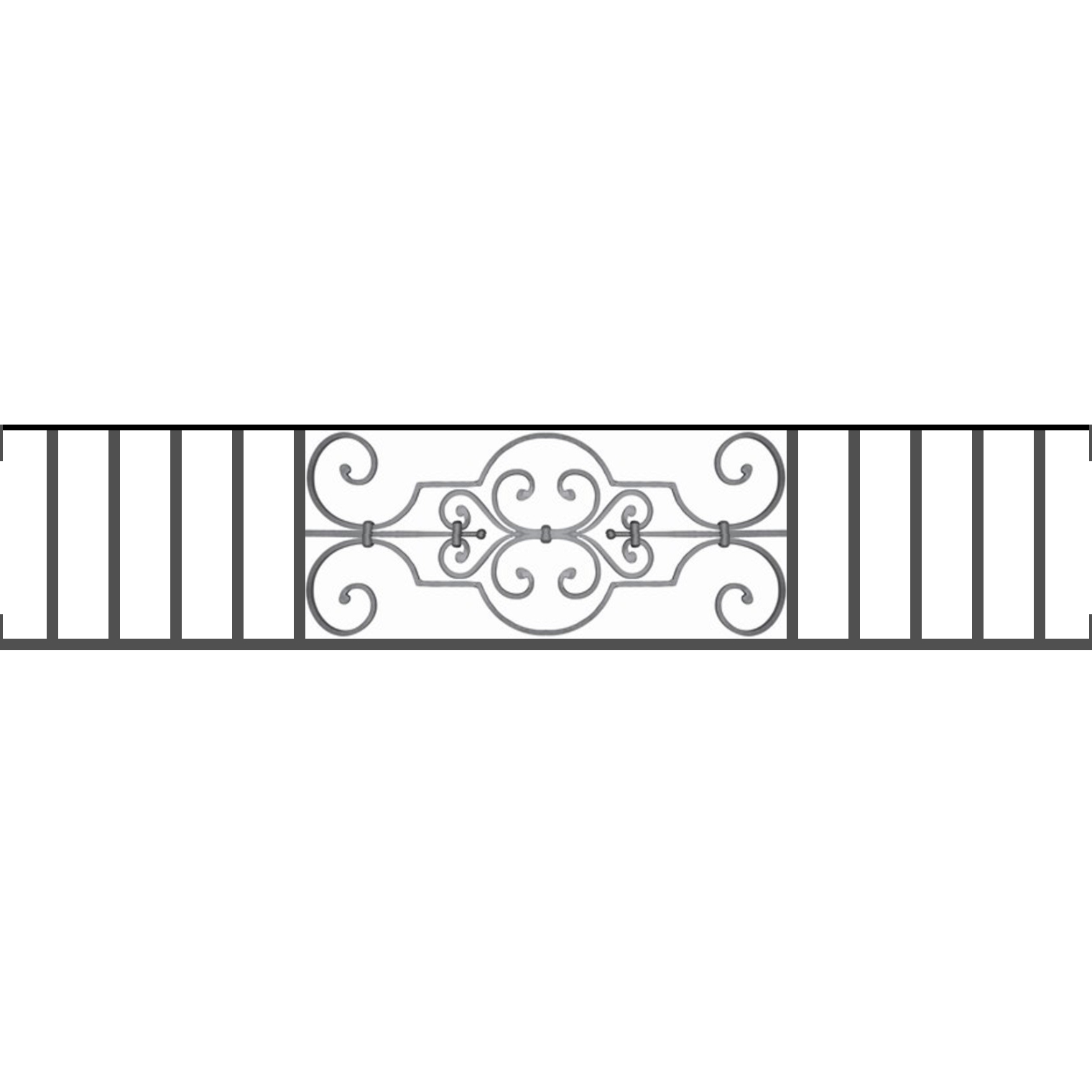 Appui de fenêtre type AF004 à visser dans votre tableau de fenêtre. Longueur finie de 1520mm et Hauteur finie de 314mm. Convient pour les tableaux de fenêtre de 1520mm. Main courante laminée de 1520mm de long en fer forgé sur le dessus. Motif au centre de 670mm de long par 290mm de haut. Le reste de la structure est en tube acier carré de 16mm de section.