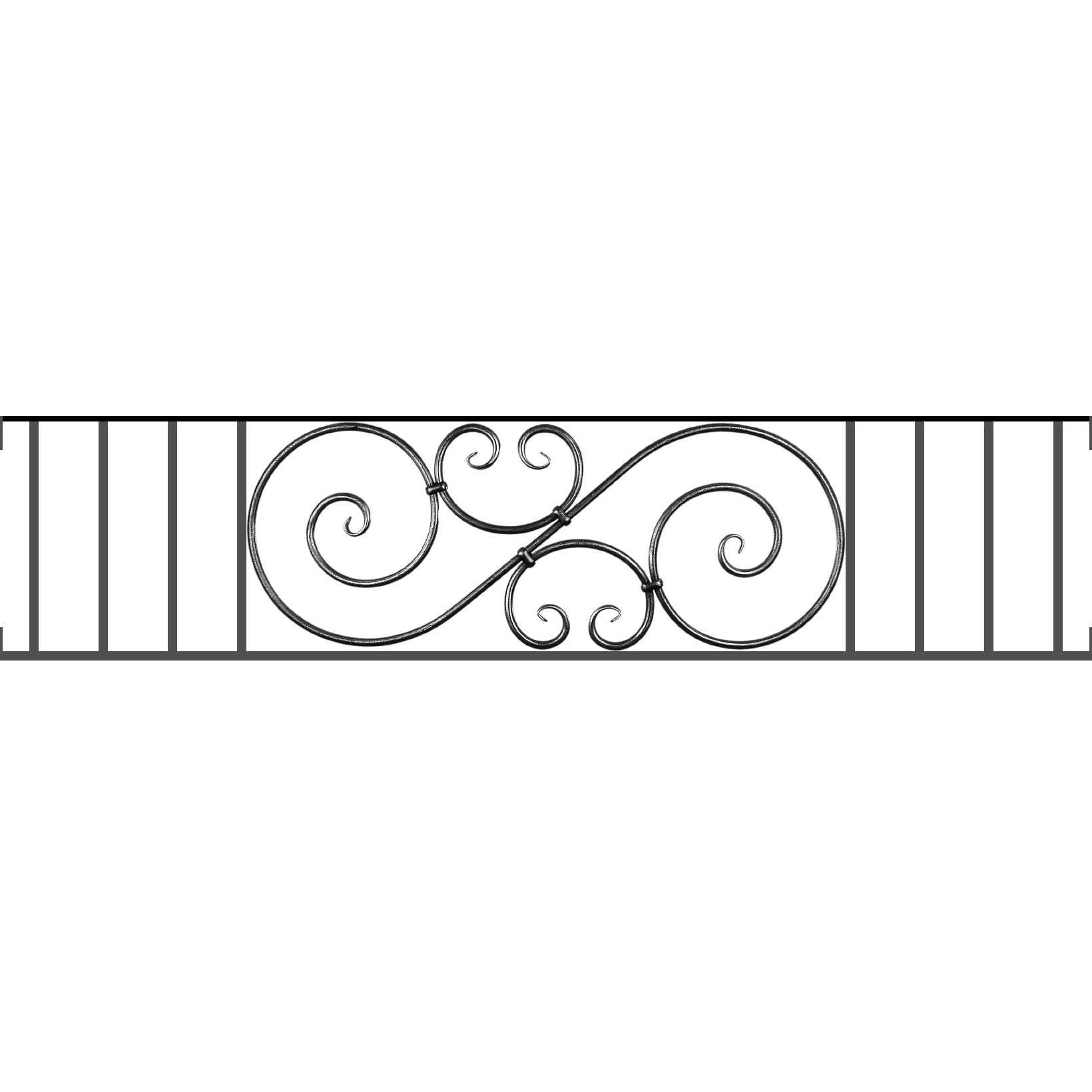 Appui de fenêtre type AF007 à visser dans votre tableau de fenêtre. Longueur finie de 1640mm et Hauteur finie de 367mm. Convient pour les tableaux de fenêtre de 1640mm. Main courante laminée de 1640mm de long en fer forgé sur le dessus. Motif au centre de 900mm de long par 345mm de haut. Le reste de la structure est en acier carré plein de 14mm de section.