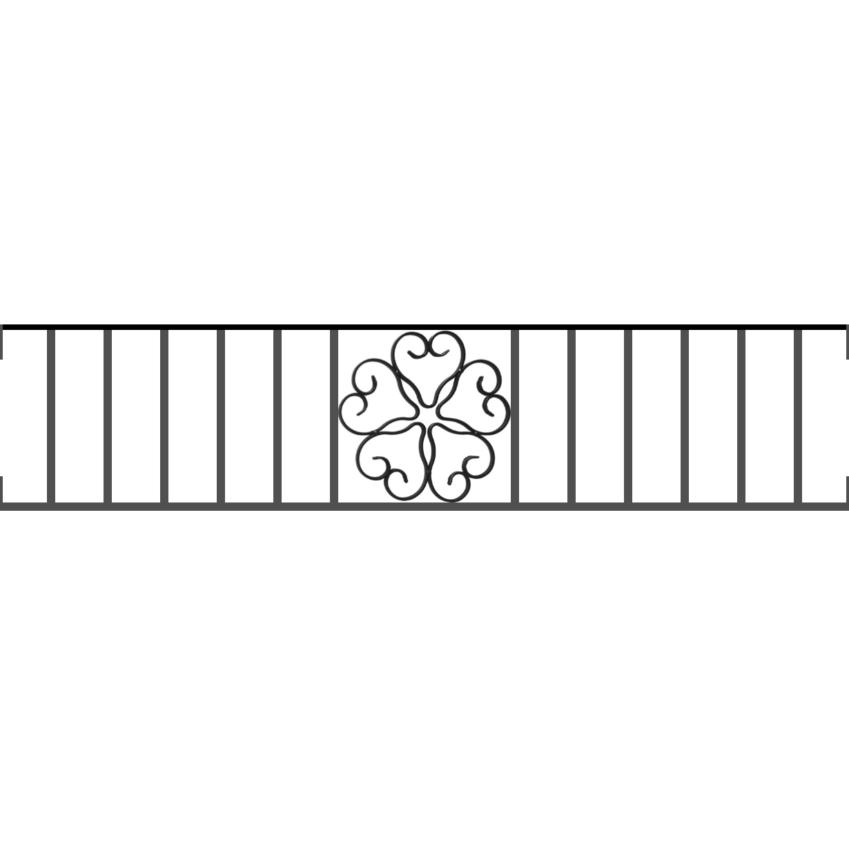 Appui de fenêtre type AFEF21 à visser dans votre tableau de fenêtre. Longueur finie de 1230mm et Hauteur finie de 270mm. Convient pour les tableaux de fenêtre de 1230mm. Main courante laminée de 1230mm de long en fer forgé sur le dessus. Motif au centre de 250mm de long par 250mm de haut. Le reste de la structure est en acier carré plein de 12mm de section.