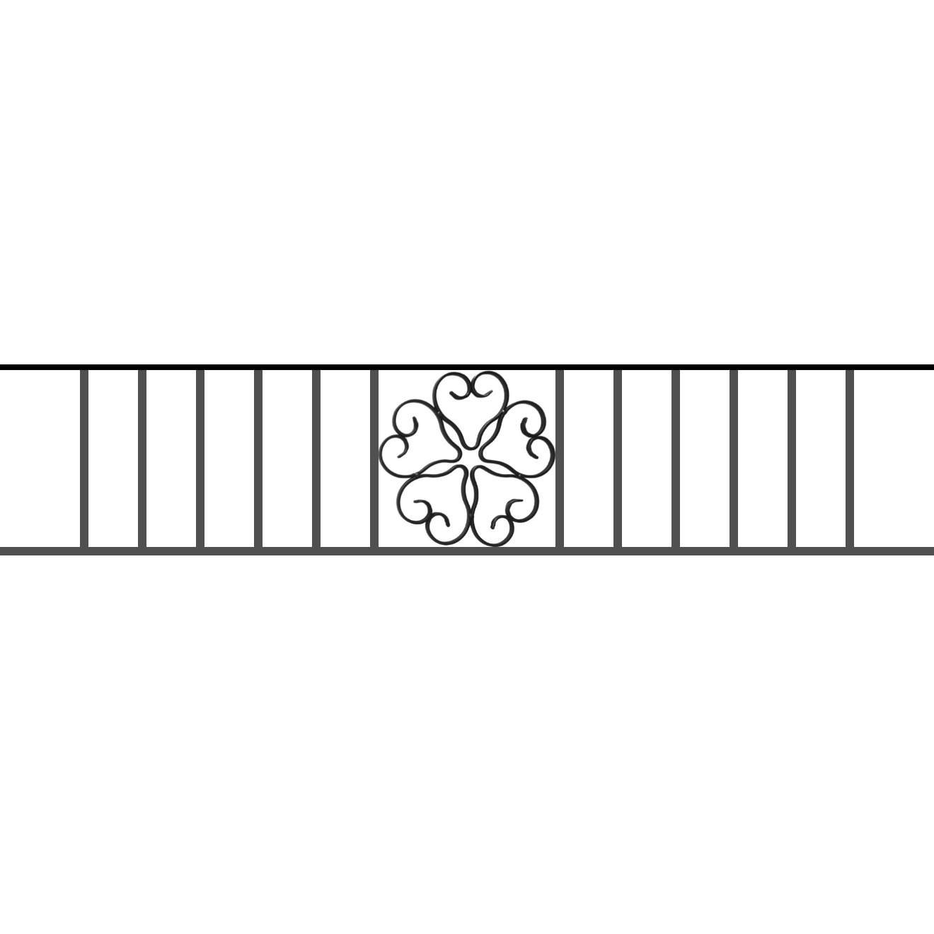 Appui de fenêtre type AFEF21 à sceller dans votre tableau de fenêtre. Longueur finie de 1320mm et Hauteur finie de 270mm. Convient pour les tableaux de fenêtre de 1220mm. 50mm de scellement sont prévue de chaque côté. Main courante laminée de 1220mm de long en fer forgé sur le dessus. Motif au centre de 250mm de long par 250mm de haut. Le reste de la structure est en acier carré plein de 12mm de section.