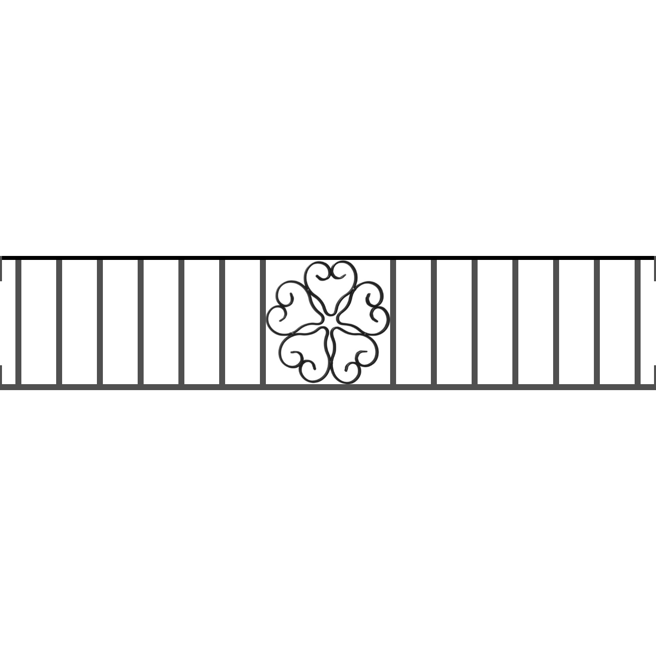 Appui de fenêtre type AFEF21 à visser dans votre tableau de fenêtre. Longueur finie de 1320mm et Hauteur finie de 270mm. Convient pour les tableaux de fenêtre de 1320mm. Main courante laminée de 1320mm de long en fer forgé sur le dessus. Motif au centre de 250mm de long par 250mm de haut. Le reste de la structure est en acier carré plein de 12mm de section.