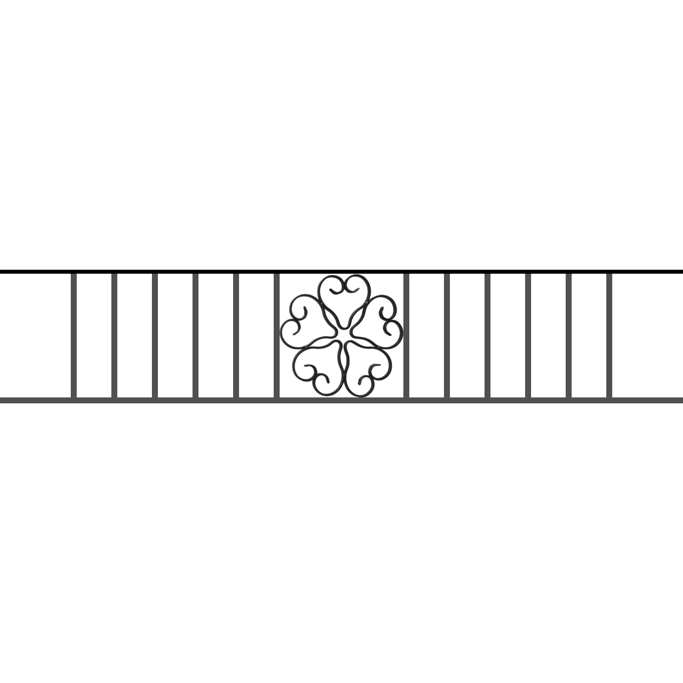 Appui de fenêtre type AFEF21 à sceller dans votre tableau de fenêtre. Longueur finie de 1380mm et Hauteur finie de 270mm. Convient pour les tableaux de fenêtre de 1280mm. 50mm de scellement sont prévue de chaque côté. Main courante laminée de 1280mm de long en fer forgé sur le dessus. Motif au centre de 250mm de long par 250mm de haut. Le reste de la structure est en acier carré plein de 12mm de section.