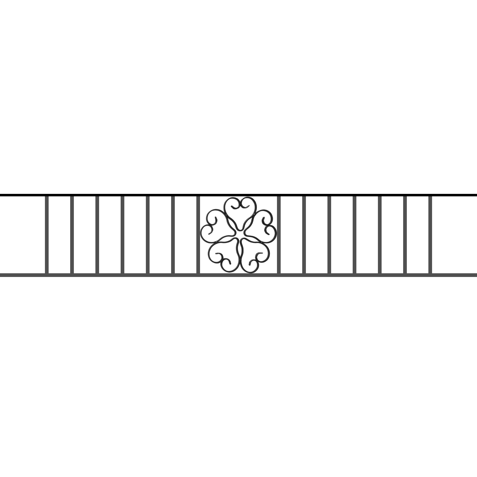 Appui de fenêtre type AFEF21 à sceller dans votre tableau de fenêtre. Longueur finie de 1550mm et Hauteur finie de 270mm. Convient pour les tableaux de fenêtre de 1450mm. 50mm de scellement sont prévue de chaque côté. Main courante laminée de 1450mm de long en fer forgé sur le dessus. Motif au centre de 250mm de long par 250mm de haut. Le reste de la structure est en acier carré plein de 12mm de section.