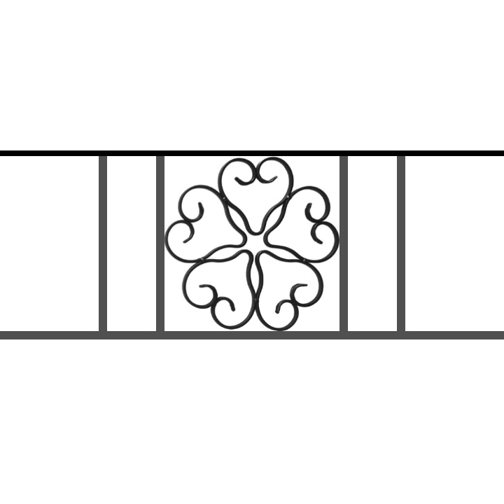 Appui de fenêtre type AFEF21 à sceller dans votre tableau de fenêtre. Longueur finie de 720mm et Hauteur finie de 270mm. Convient pour les tableaux de fenêtre de 620mm. 50mm de scellement sont prévue de chaque côté. Main courante laminée de 620mm de long en fer forgé sur le dessus. Motif au centre de 250mm de long par 250mm de haut. Le reste de la structure est en acier carré plein de 12mm de section.