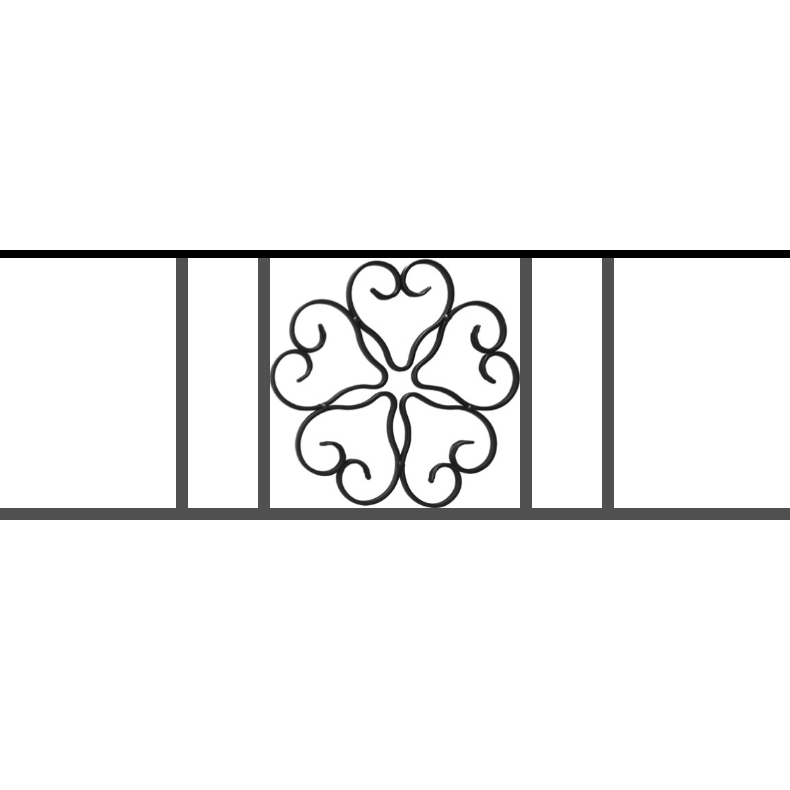 Appui de fenêtre type AFEF21 à sceller dans votre tableau de fenêtre. Longueur finie de 790mm et Hauteur finie de 270mm. Convient pour les tableaux de fenêtre de 690mm. 50mm de scellement sont prévue de chaque côté. Main courante laminée de 690mm de long en fer forgé sur le dessus. Motif au centre de 250mm de long par 250mm de haut. Le reste de la structure est en acier carré plein de 12mm de section.