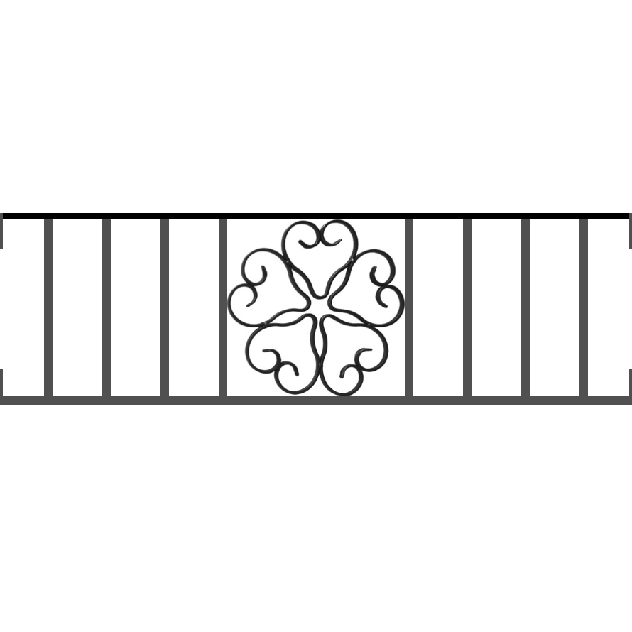 Appui de fenêtre type AFEF21 à visser dans votre tableau de fenêtre. Longueur finie de 890mm et Hauteur finie de 270mm. Convient pour les tableaux de fenêtre de 890mm. Main courante laminée de 890mm de long en fer forgé sur le dessus. Motif au centre de 250mm de long par 250mm de haut. Le reste de la structure est en acier carré plein de 12mm de section.
