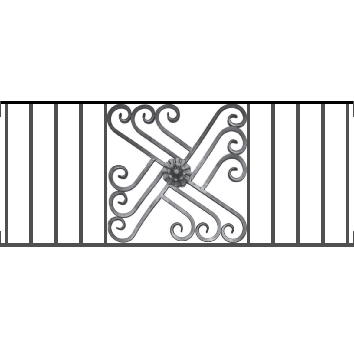 Appui de fenêtre type AFEF22 à visser dans votre tableau de fenêtre. Longueur finie de 1170mm et Hauteur finie de 480mm. Convient pour les tableaux de fenêtre de 1170mm. Main courante laminée de 1170mm de long en fer forgé sur le dessus. Motif au centre de 460mm de long par 460mm de haut. Le reste de la structure est en acier carré plein de 12mm de section.