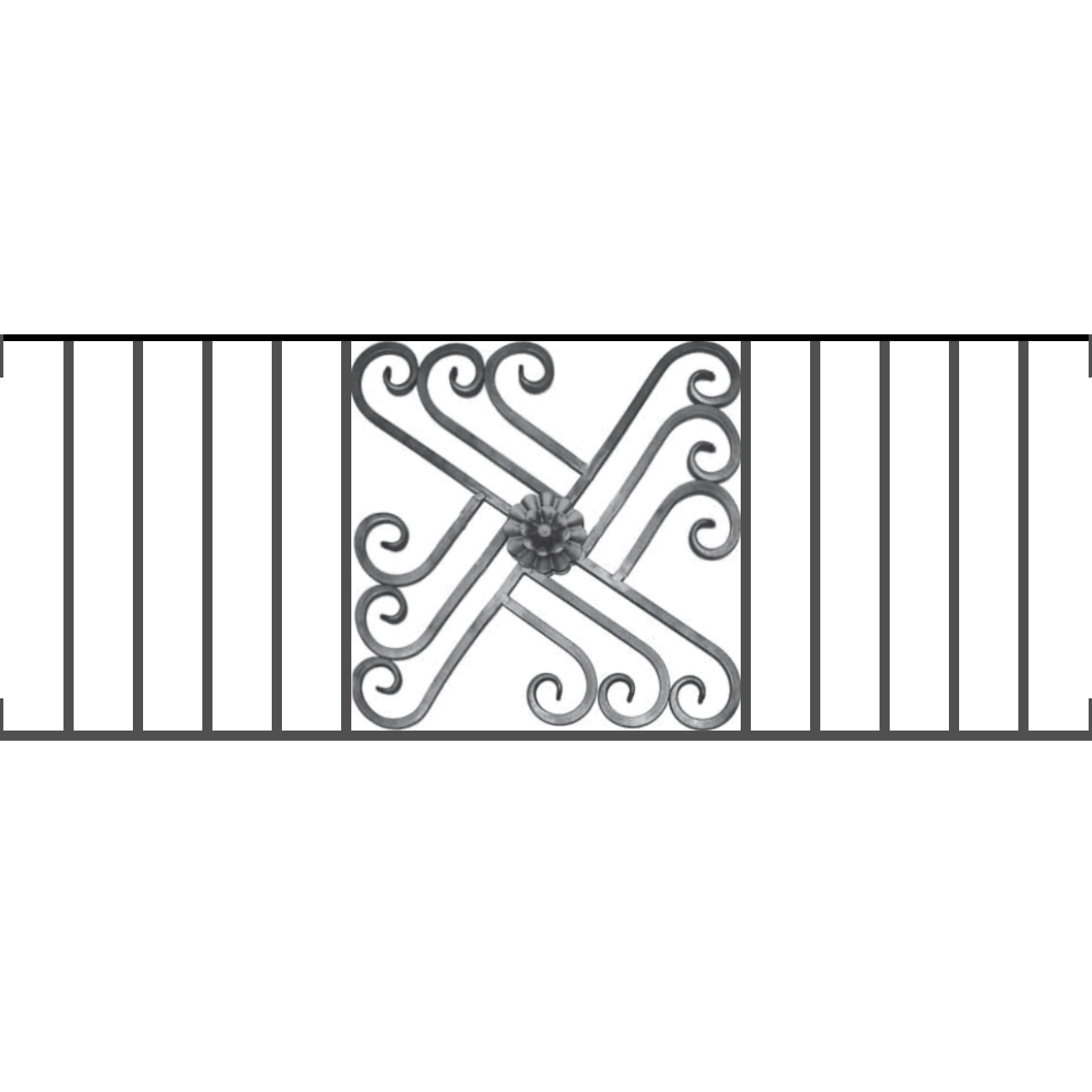 Appui de fenêtre type AFEF22 à visser dans votre tableau de fenêtre. Longueur finie de 1290mm et Hauteur finie de 480mm. Convient pour les tableaux de fenêtre de 1290mm. Main courante laminée de 1290mm de long en fer forgé sur le dessus. Motif au centre de 460mm de long par 460mm de haut. Le reste de la structure est en acier carré plein de 12mm de section.