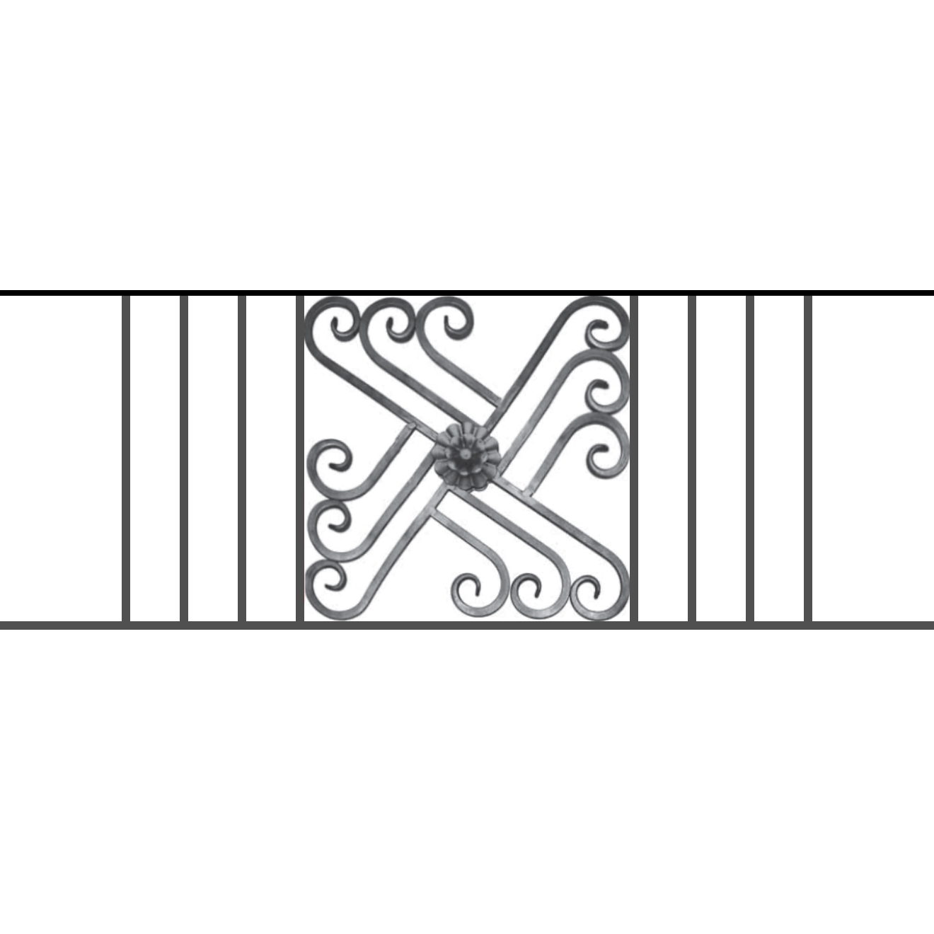 Appui de fenêtre type AFEF22 à sceller dans votre tableau de fenêtre. Longueur finie de 1320mm et Hauteur finie de 480mm. Convient pour les tableaux de fenêtre de 1220mm. 50mm de scellement sont prévue de chaque côté. Main courante laminée de 1220mm de long en fer forgé sur le dessus. Motif au centre de 460mm de long par 460mm de haut. Le reste de la structure est en acier carré plein de 12mm de section.