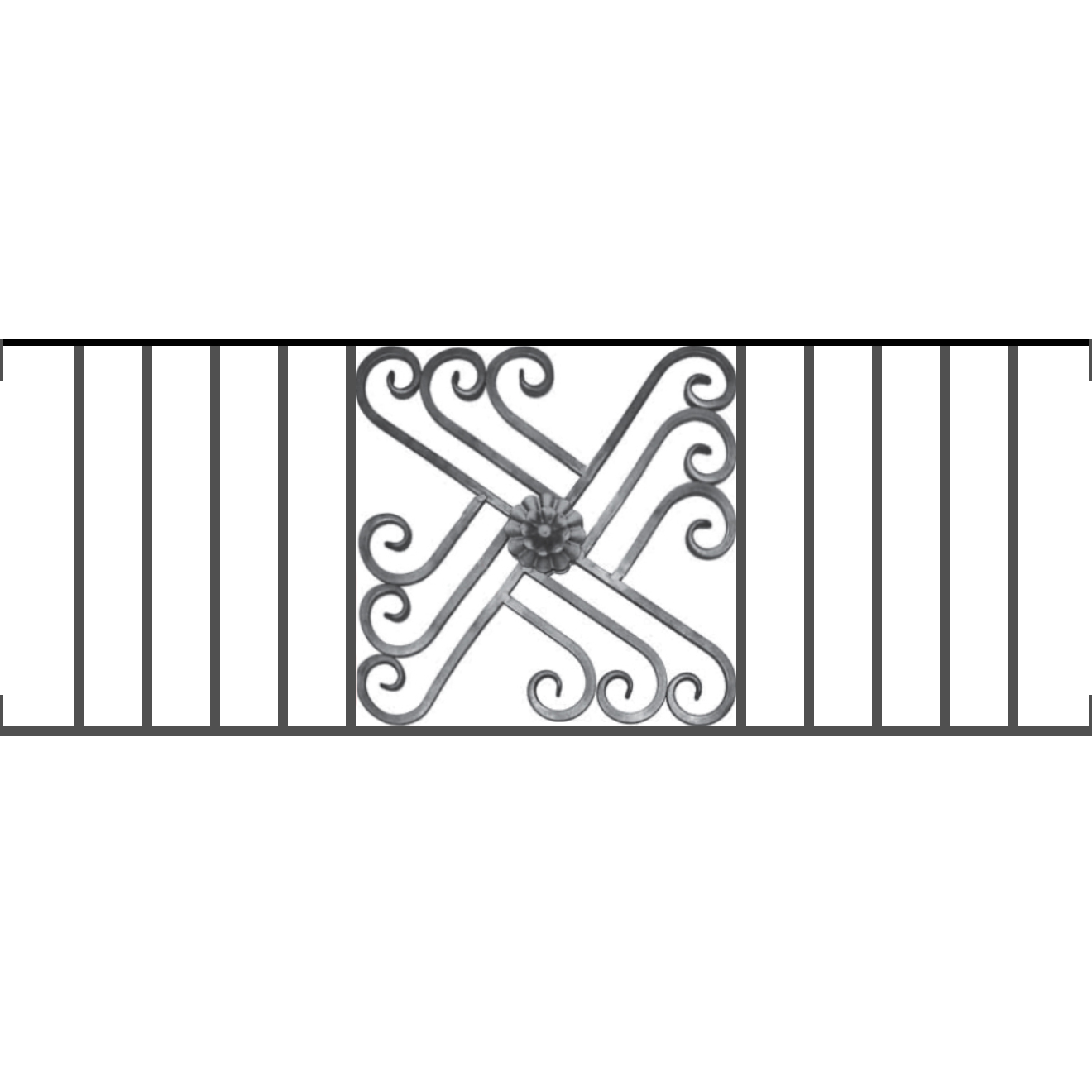 Appui de fenêtre type AFEF22 à visser dans votre tableau de fenêtre. Longueur finie de 1320mm et Hauteur finie de 480mm. Convient pour les tableaux de fenêtre de 1320mm. Main courante laminée de 1320mm de long en fer forgé sur le dessus. Motif au centre de 460mm de long par 460mm de haut. Le reste de la structure est en acier carré plein de 12mm de section.