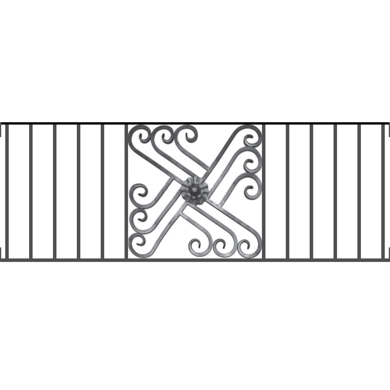 Appui de fenêtre type AFEF22 à visser dans votre tableau de fenêtre. Longueur finie de 1340mm et Hauteur finie de 480mm. Convient pour les tableaux de fenêtre de 1340mm. Main courante laminée de 1340mm de long en fer forgé sur le dessus. Motif au centre de 460mm de long par 460mm de haut. Le reste de la structure est en acier carré plein de 12mm de section.