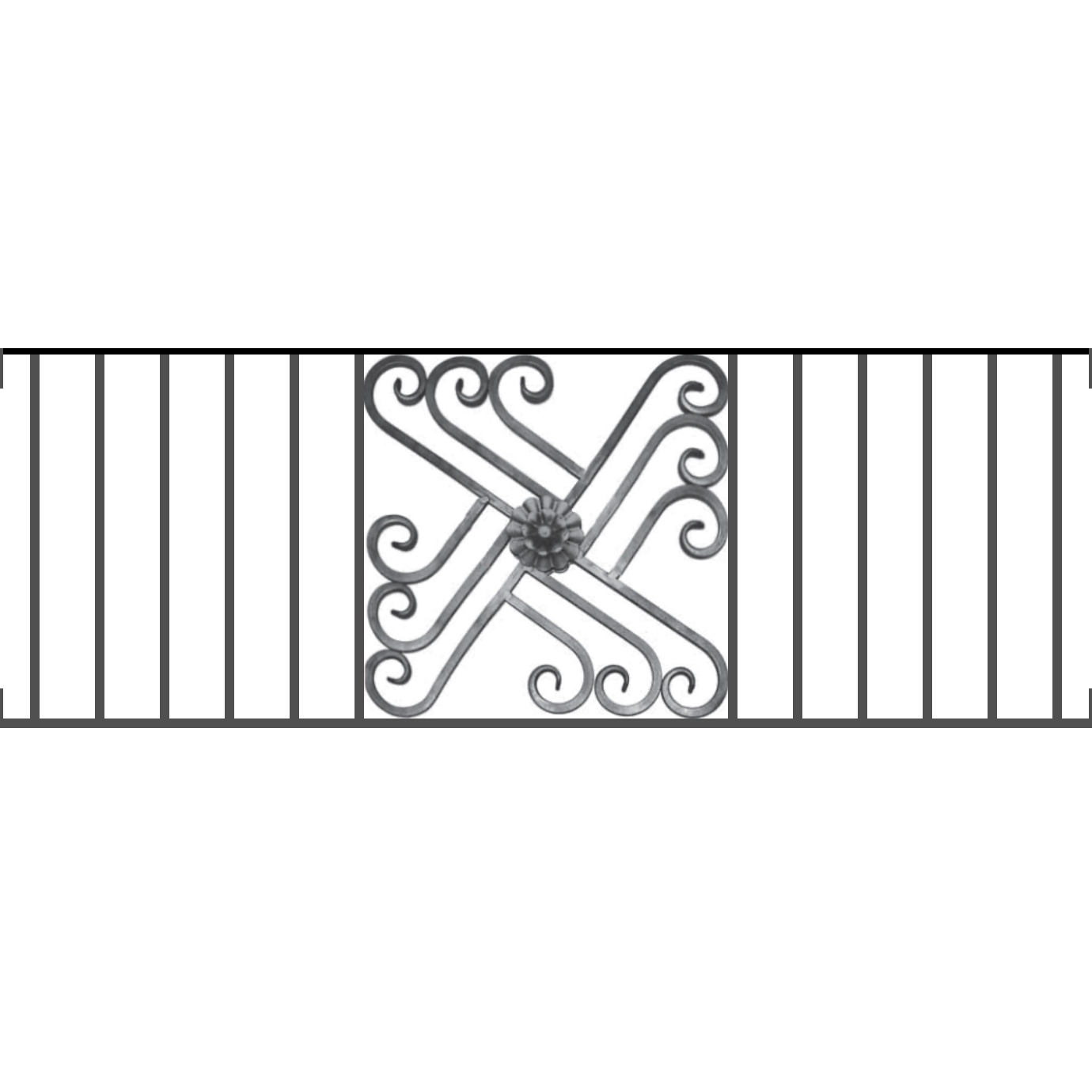 Appui de fenêtre type AFEF22 à visser dans votre tableau de fenêtre. Longueur finie de 1380mm et Hauteur finie de 480mm. Convient pour les tableaux de fenêtre de 1380mm. Main courante laminée de 1380mm de long en fer forgé sur le dessus. Motif au centre de 460mm de long par 460mm de haut. Le reste de la structure est en acier carré plein de 12mm de section.