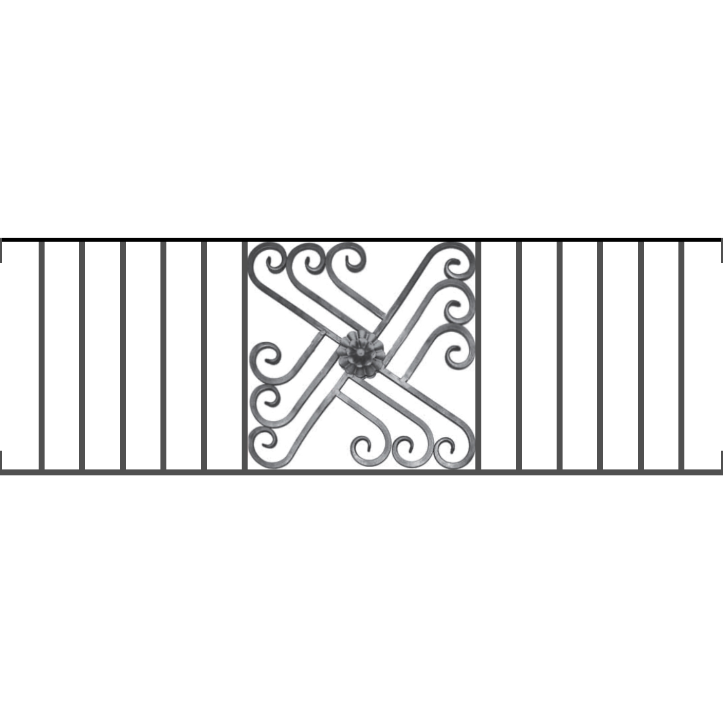 Appui de fenêtre type AFEF22 à visser dans votre tableau de fenêtre. Longueur finie de 1460mm et Hauteur finie de 480mm. Convient pour les tableaux de fenêtre de 1460mm. Main courante laminée de 1460mm de long en fer forgé sur le dessus. Motif au centre de 460mm de long par 460mm de haut. Le reste de la structure est en acier carré plein de 12mm de section.