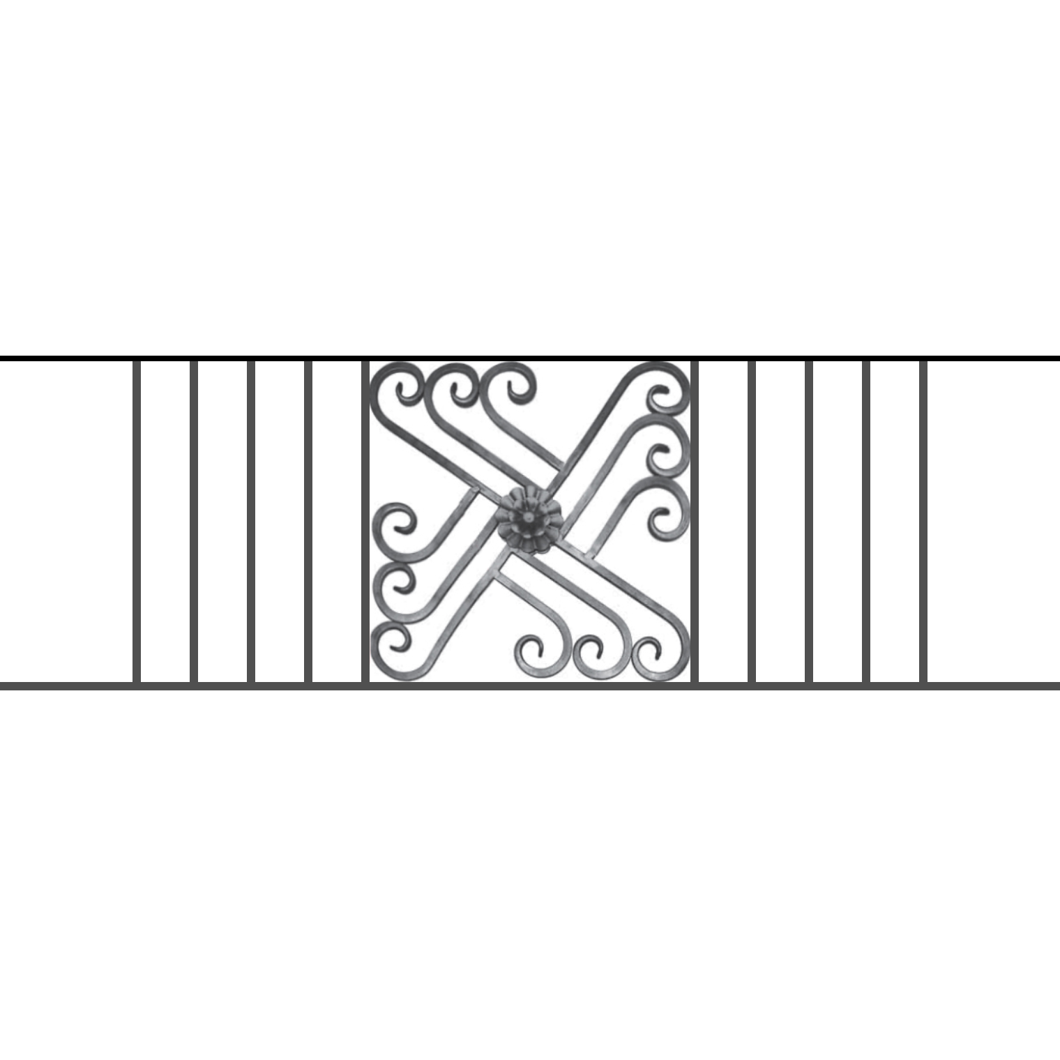 Appui de fenêtre type AFEF22 à sceller dans votre tableau de fenêtre. Longueur finie de 1520mm et Hauteur finie de 480mm. Convient pour les tableaux de fenêtre de 1420mm. 50mm de scellement sont prévue de chaque côté. Main courante laminée de 1420mm de long en fer forgé sur le dessus. Motif au centre de 460mm de long par 460mm de haut. Le reste de la structure est en acier carré plein de 12mm de section.