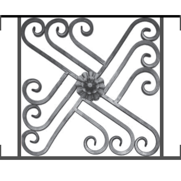 Appui de fenêtre type AFEF22 à visser dans votre tableau de fenêtre. Longueur finie de 600mm et Hauteur finie de 480mm. Convient pour les tableaux de fenêtre de 600mm. Main courante laminée de 600mm de long en fer forgé sur le dessus. Motif au centre de 460mm de long par 460mm de haut. Le reste de la structure est en acier carré plein de 12mm de section.