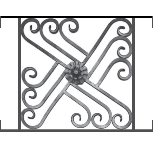 Appui de fenêtre type AFEF22 à visser dans votre tableau de fenêtre. Longueur finie de 630mm et Hauteur finie de 480mm. Convient pour les tableaux de fenêtre de 630mm. Main courante laminée de 630mm de long en fer forgé sur le dessus. Motif au centre de 460mm de long par 460mm de haut. Le reste de la structure est en acier carré plein de 12mm de section.
