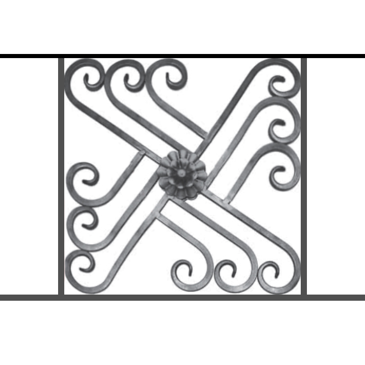Appui de fenêtre type AFEF22 à sceller dans votre tableau de fenêtre. Longueur finie de 710mm et Hauteur finie de 480mm. Convient pour les tableaux de fenêtre de 610mm. 50mm de scellement sont prévue de chaque côté. Main courante laminée de 610mm de long en fer forgé sur le dessus. Motif au centre de 460mm de long par 460mm de haut. Le reste de la structure est en acier carré plein de 12mm de section.