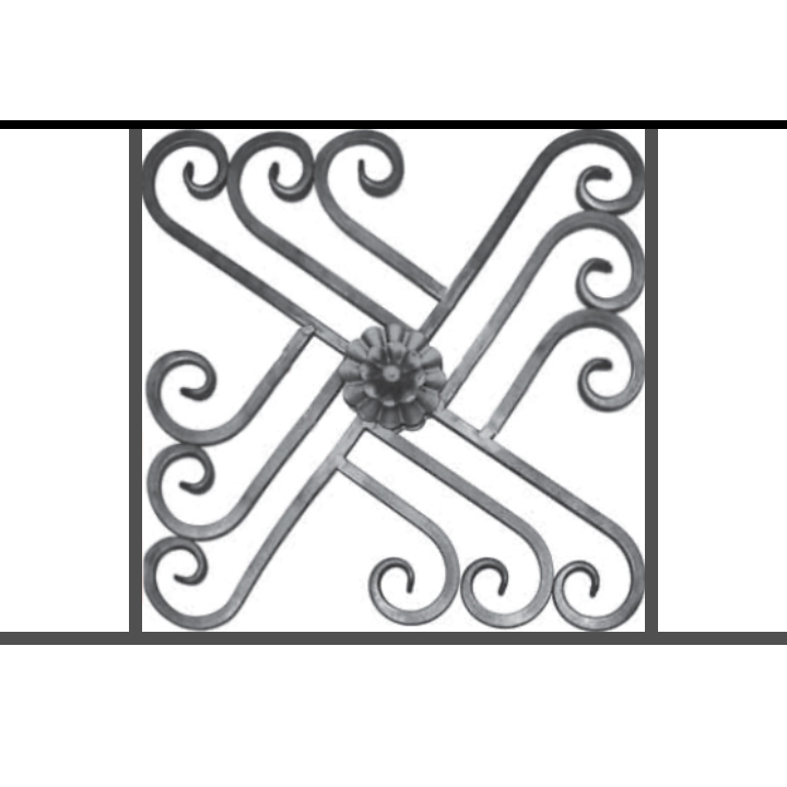 Appui de fenêtre type AFEF22 à sceller dans votre tableau de fenêtre. Longueur finie de 720mm et Hauteur finie de 480mm. Convient pour les tableaux de fenêtre de 620mm. 50mm de scellement sont prévue de chaque côté. Main courante laminée de 620mm de long en fer forgé sur le dessus. Motif au centre de 460mm de long par 460mm de haut. Le reste de la structure est en acier carré plein de 12mm de section.