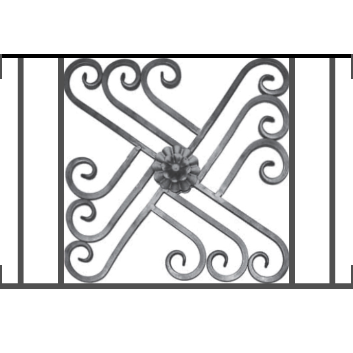 Appui de fenêtre type AFEF22 à visser dans votre tableau de fenêtre. Longueur finie de 720mm et Hauteur finie de 480mm. Convient pour les tableaux de fenêtre de 720mm. Main courante laminée de 720mm de long en fer forgé sur le dessus. Motif au centre de 460mm de long par 460mm de haut. Le reste de la structure est en acier carré plein de 12mm de section.