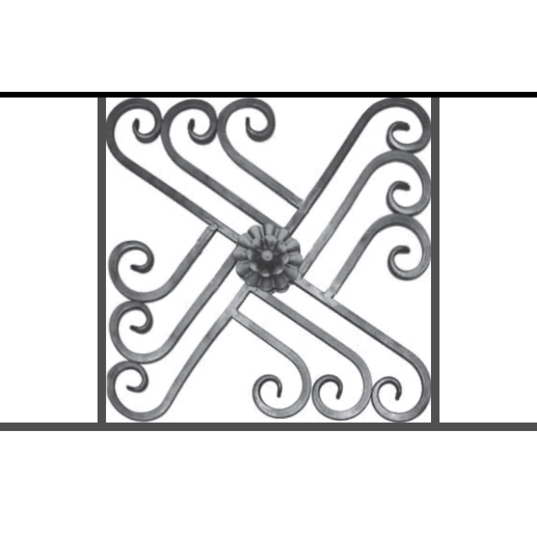 Appui de fenêtre type AFEF22 à sceller dans votre tableau de fenêtre. Longueur finie de 760mm et Hauteur finie de 480mm. Convient pour les tableaux de fenêtre de 660mm. 50mm de scellement sont prévue de chaque côté. Main courante laminée de 660mm de long en fer forgé sur le dessus. Motif au centre de 460mm de long par 460mm de haut. Le reste de la structure est en acier carré plein de 12mm de section.