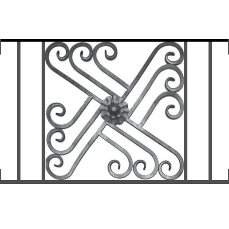 Appui de fenêtre type AFEF22 à visser dans votre tableau de fenêtre. Longueur finie de 760mm et Hauteur finie de 480mm. Convient pour les tableaux de fenêtre de 760mm. Main courante laminée de 760mm de long en fer forgé sur le dessus. Motif au centre de 460mm de long par 460mm de haut. Le reste de la structure est en acier carré plein de 12mm de section.