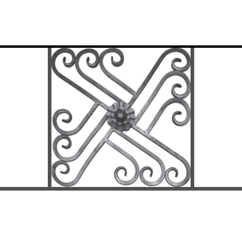 Appui de fenêtre type AFEF22 à sceller dans votre tableau de fenêtre. Longueur finie de 800mm et Hauteur finie de 480mm. Convient pour les tableaux de fenêtre de 700mm. 50mm de scellement sont prévue de chaque côté. Main courante laminée de 700mm de long en fer forgé sur le dessus. Motif au centre de 460mm de long par 460mm de haut. Le reste de la structure est en acier carré plein de 12mm de section.