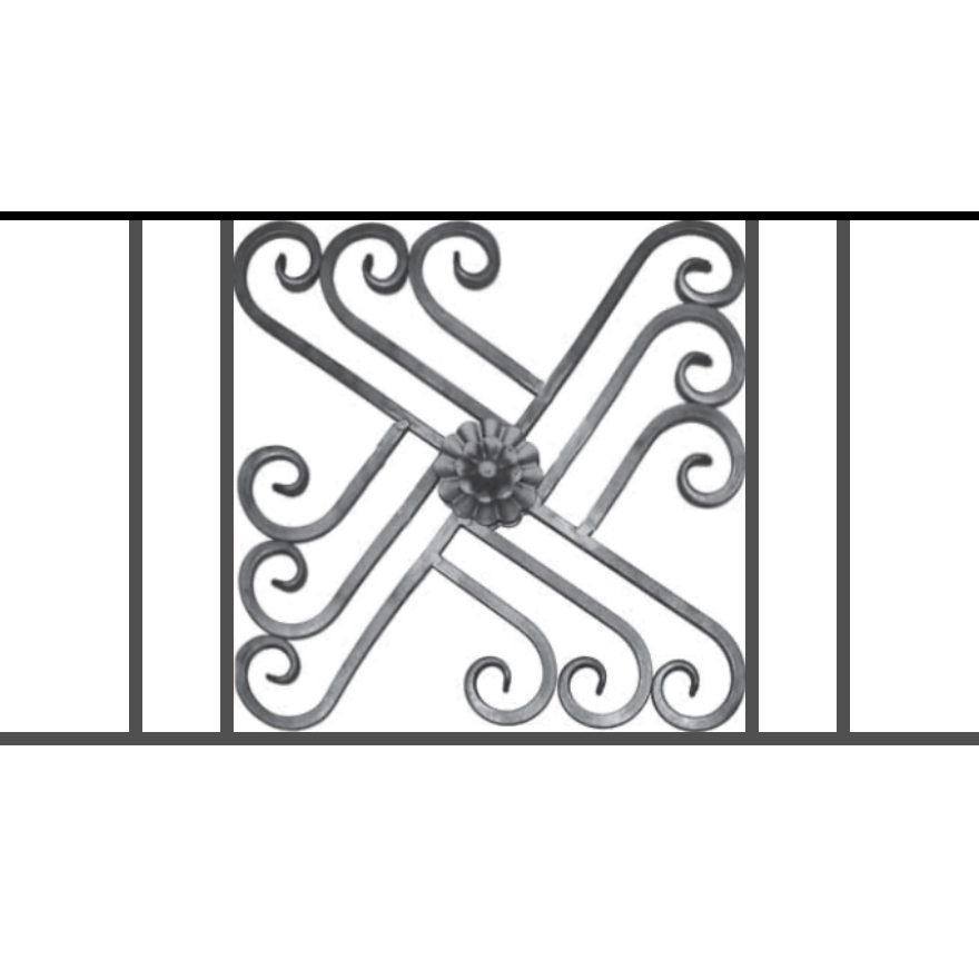 Appui de fenêtre type AFEF22 à sceller dans votre tableau de fenêtre. Longueur finie de 880mm et Hauteur finie de 480mm. Convient pour les tableaux de fenêtre de 780mm. 50mm de scellement sont prévue de chaque côté. Main courante laminée de 780mm de long en fer forgé sur le dessus. Motif au centre de 460mm de long par 460mm de haut. Le reste de la structure est en acier carré plein de 12mm de section.