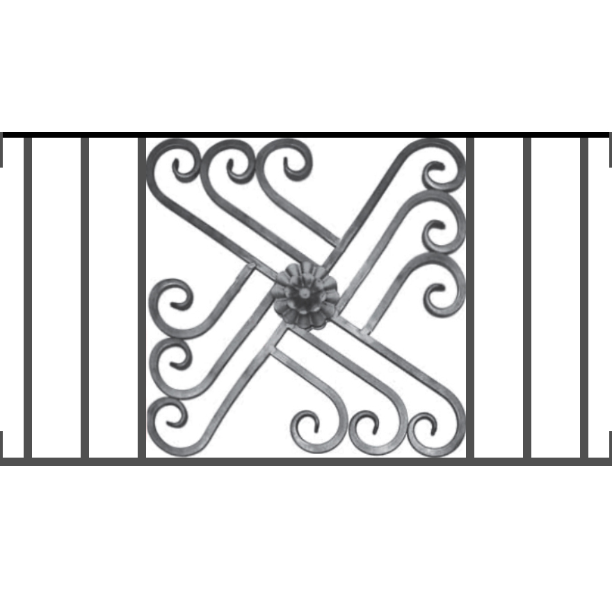 Appui de fenêtre type AFEF22 à visser dans votre tableau de fenêtre. Longueur finie de 880mm et Hauteur finie de 480mm. Convient pour les tableaux de fenêtre de 880mm. Main courante laminée de 880mm de long en fer forgé sur le dessus. Motif au centre de 460mm de long par 460mm de haut. Le reste de la structure est en acier carré plein de 12mm de section.