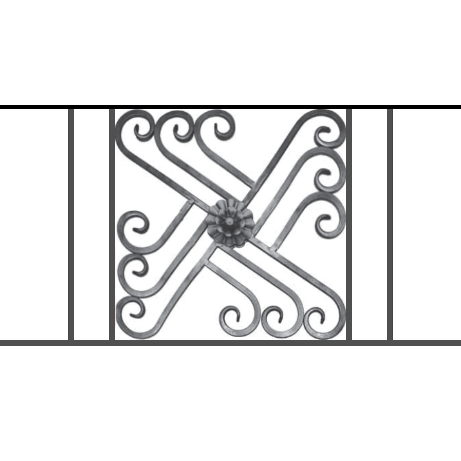 Appui de fenêtre type AFEF22 à sceller dans votre tableau de fenêtre. Longueur finie de 920mm et Hauteur finie de 480mm. Convient pour les tableaux de fenêtre de 820mm. 50mm de scellement sont prévue de chaque côté. Main courante laminée de 820mm de long en fer forgé sur le dessus. Motif au centre de 460mm de long par 460mm de haut. Le reste de la structure est en acier carré plein de 12mm de section.