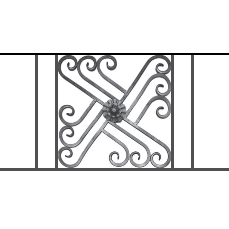 Appui de fenêtre type AFEF22 à sceller dans votre tableau de fenêtre. Longueur finie de 930mm et Hauteur finie de 480mm. Convient pour les tableaux de fenêtre de 830mm. 50mm de scellement sont prévue de chaque côté. Main courante laminée de 830mm de long en fer forgé sur le dessus. Motif au centre de 460mm de long par 460mm de haut. Le reste de la structure est en acier carré plein de 12mm de section.