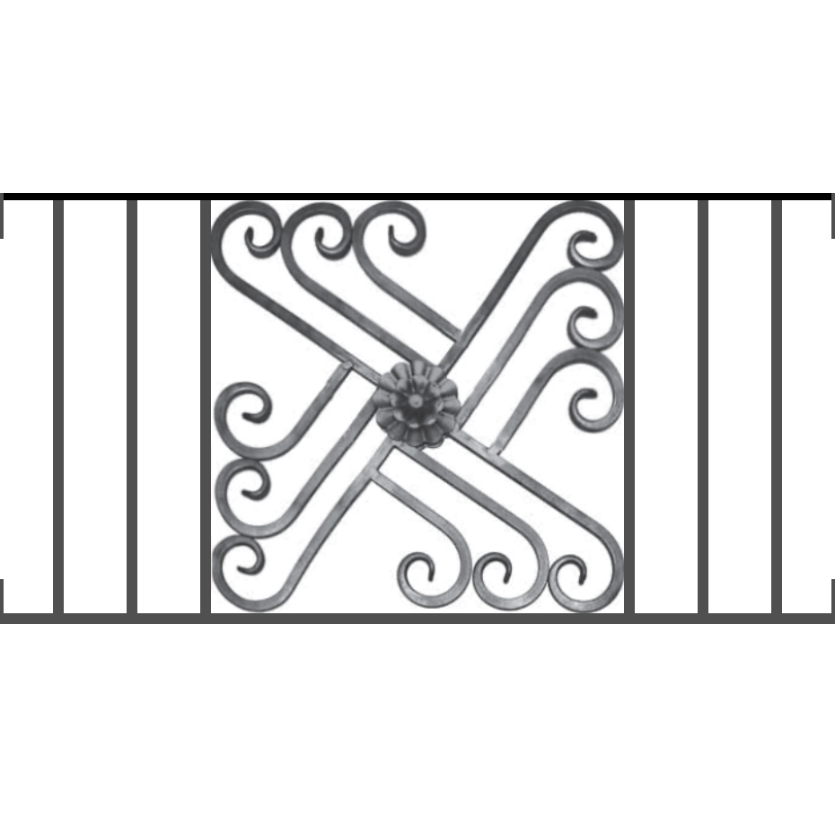 Appui de fenêtre type AFEF22 à visser dans votre tableau de fenêtre. Longueur finie de 930mm et Hauteur finie de 480mm. Convient pour les tableaux de fenêtre de 930mm. Main courante laminée de 930mm de long en fer forgé sur le dessus. Motif au centre de 460mm de long par 460mm de haut. Le reste de la structure est en acier carré plein de 12mm de section.