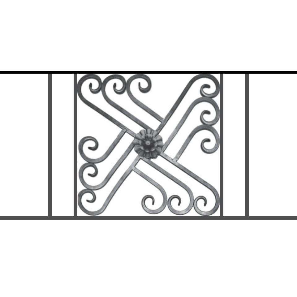 Appui de fenêtre type AFEF22 à sceller dans votre tableau de fenêtre. Longueur finie de 960mm et Hauteur finie de 480mm. Convient pour les tableaux de fenêtre de 860mm. 50mm de scellement sont prévue de chaque côté. Main courante laminée de 860mm de long en fer forgé sur le dessus. Motif au centre de 460mm de long par 460mm de haut. Le reste de la structure est en acier carré plein de 12mm de section.