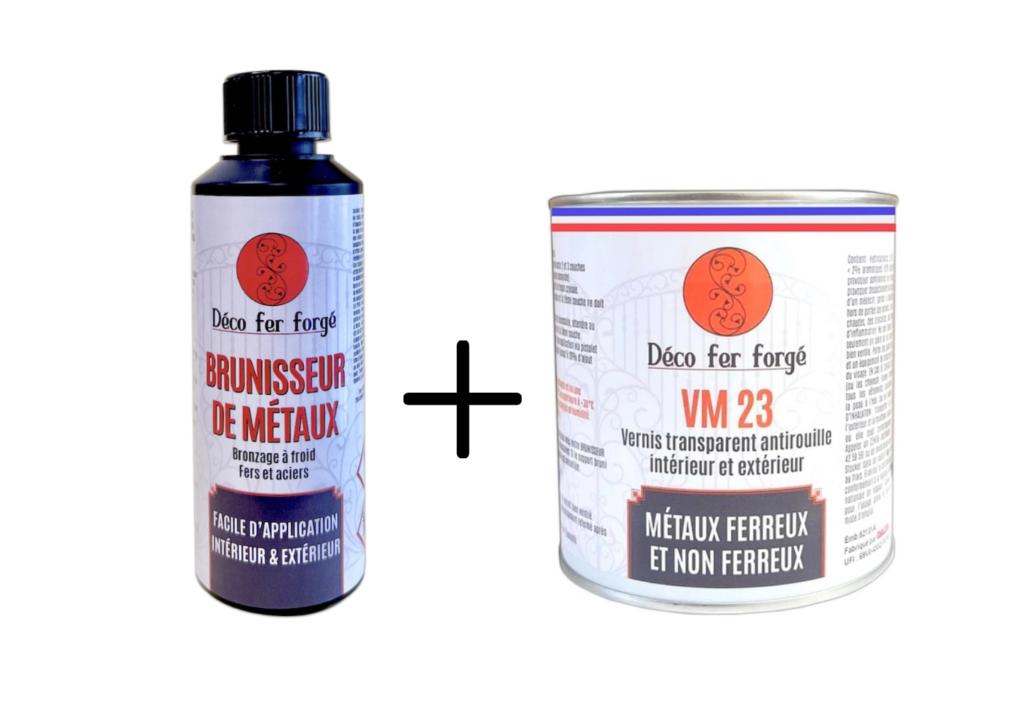 Ce pack comprend une bouteille de brunisseur de métaux de 250ml ainsi qu'un pot de vernis de 700ml. Solutions brevetées. Le vernis s'applique sur du fer, acier, laiton, bronze ou du cuivre. Le vernis est d'aspect transparent. Le brunisseur s'applique sur tout type de métal. Idéal pour supprimer les traces de soudures.