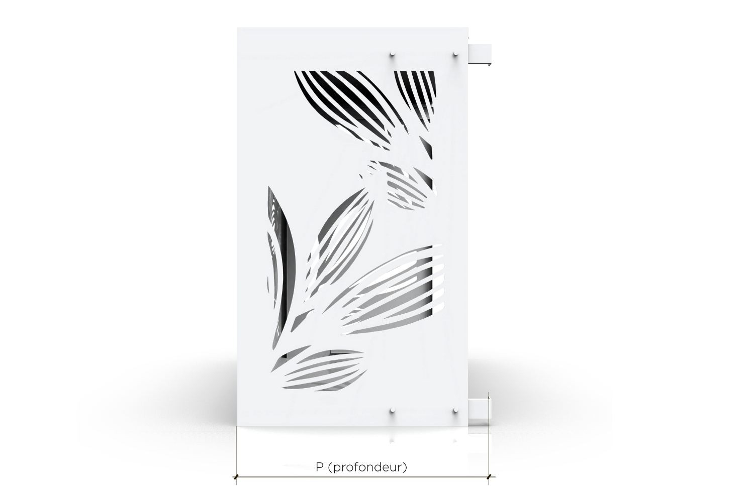 Le cache climatisation aluminium Tropical dissimule une unité extérieure avec un motif végétal contemporain, pensé pour apporter une touche décorative forte au jardin, à la terrasse ou à la façade. Sa conception 100 % aluminium offre une excellente résistance aux UV, à l'humidité, au gel, à la pluie et aux variations de température. L'aluminium ne rouille pas et ne se déforme pas comme peuvent le faire certains caches en bois ou en PVC. Le thermolaquage permet de choisir parmi 20 coloris RAL afin d'accorder le cache climatisation à la façade, aux menuiseries ou à l'aménagement extérieur. Le produit est disponible en cinq tailles, du S au XXL, pour s'adapter à la majorité des groupes de climatisation et pompes à chaleur extérieurs. Les dimensions intérieures disponibles vont de L 90 x H 65 cm à L 148 x H 157 cm, avec une profondeur réglable selon la taille choisie. Les dimensions extérieures vont de L 95 x H 67 cm à L 153 x H 159 cm, ce qui permet de prévoir correctement l'encombrement final. Pour choisir la bonne taille, il faut mesurer l'unité extérieure avec ses supports, câbles et goulottes, puis prévoir 5 à 10 cm de marge en largeur et en hauteur. La profondeur ne nécessite pas de marge supplémentaire, car elle est réglable grâce aux réglettes de fixation fournies. Le colis comprend 1 face avant, 1 côté gauche, 1 côté droit, 1 capot, 4 réglettes de fixation, vis TBHC M6x12, rondelles, écrous frein M6 et notice de montage. L'assemblage se fait par encliquetage des côtés avec la face avant, puis par pose du capot et pliage des pattes prévues à cet effet. Les réglettes de 