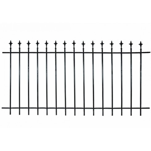 Elégante <b>clôture en fer forgé</b> proposée en kit à assembler <b>sans soudure</b>. Elle se compose de 2 barres à trous percées et taraudées M5, 14 barreaux en tube de 16mm de diamètre et 1,5mm d'épaisseur et coiffés d'une pointe en fleur de lys, 28 vis M5 à tête autocassante. Dimensions maximales de 2000mm de long par 980mm de haut. Ces dimensions peuvent être réduites facilement tant en longueur qu'en hauteur, en coupant soit les barres à trous soit les tubes formant le barreaudage. Tous les éléments constituant votre barrière sont livrés en finition brut sans traitement. Pour assurer longévité à votre clôture, vous devez prévoir de traiter contre la corrosion tous ces articles, avant de passer une finition peinture fer. En fonction de vos impératifs de montage, a cder séparément vous utiliserez :  - Les platines PLATINEE202 pour une pose entre piliers maçonnés  - Les poteaux P043 assortis ou non de leur pied platine Plat1  - Les anneaux de départ AS5 - Les anneaux d'angles AS4 