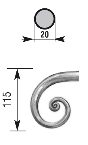 Crosse pour main courante rond 20mm plein lisse