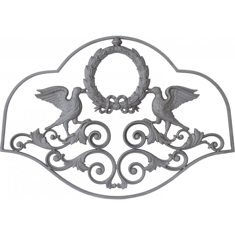Décor Cadre décoratif aigles  sur couronne de laurier. Dimensions largeur 750 mm x hauetur 520 mm - Fer plat de 14 x 6  mm 