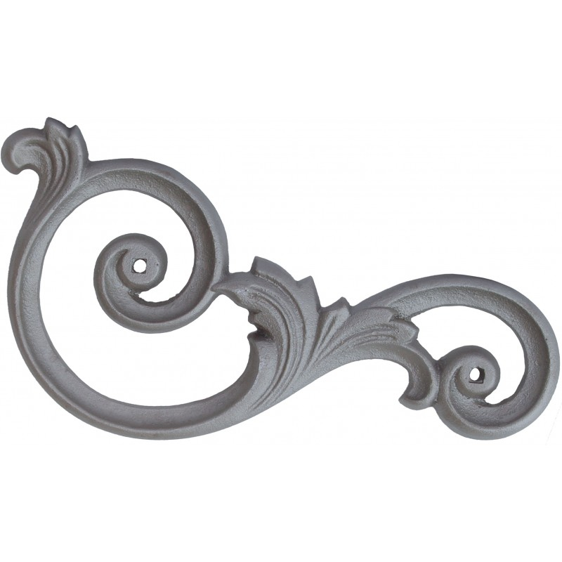 Eléments décoratifs volute en acier moulé Double face . Hauteur 124 mm X Largeur 174 mm . S’agissant de pièces de fonderie, les dimensions peuvent varier légèrement, en raison du phénomène de retrait. Ce décor est soudable et galvanisable 