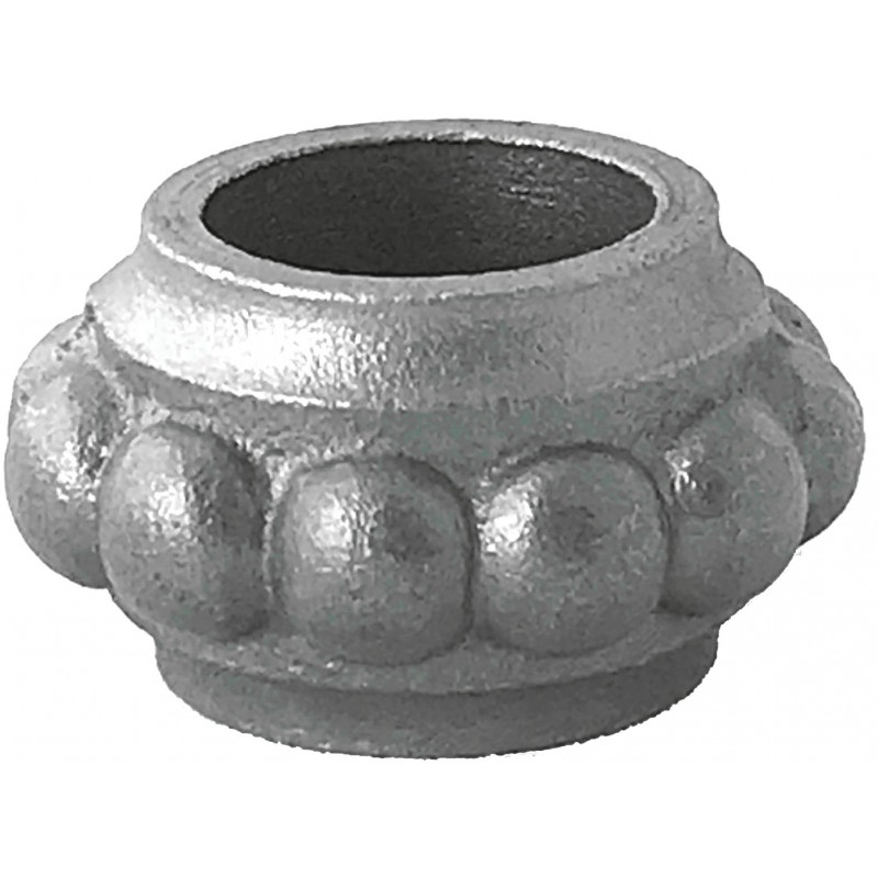 Manchon décoré rond en fonte grise avec vis de blocage pour barreaux rond 16 mm. Diamètre 32 mm. hauteur 20 mm. Inapte pour la galvanisation