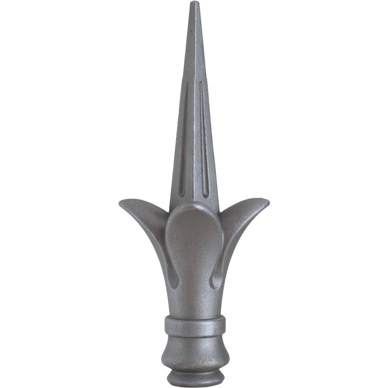 Pointe de lance Ø base 24 mm.  hauteur 125 mm x 60 mm. Pointes de lance '' Haute Qualité ” en acier moulé, permettant un montage facile par soudure.