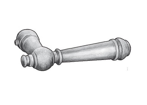 Poignée de porte en fer forgé - Béquille en fer. Femelle avec vis pointeau pour tige carrée de 8 mm (non comprise).  Vendue à l'unité - Protection anticorrosion par DACROMET - Pret à peindre en finition 