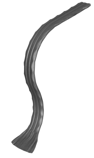 Départ ou arrivée de main courante pleine martelée et avec double rainure, extrémité en queue de carpe, en fer forgé. Hauteur 460mm Longueur 140mm largeur 40mm et épaisseur 8mm. Element de finition idéal pour votre rampe d'escalier ou votre garde corps, par exemple, avec une utilisation aussi bien en intérieur qu'en extérieur. Fixation pour soudure. Fournie brut, à peindre ou à vernir avec un produit adapté contre la corrosion. Compatible avec la main courante de référence 12029.